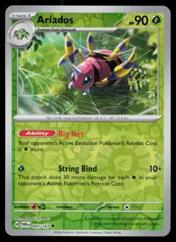 Ariados Uncommon Reverse Holo Twilight Masquerade TWM 005/167 Pokemon NM 2024 - Image 1