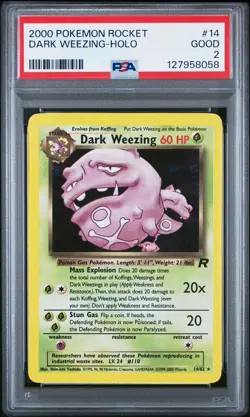 Graded PSA 2 2000 Pokemon Rocket - Dark Weezing - Holo Pop 18 - Image 1