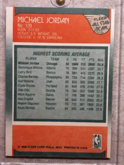 1988-89 Fleer Basketball All Star Team #120 Michael Jordan Chicago Bulls HOF - Image 3