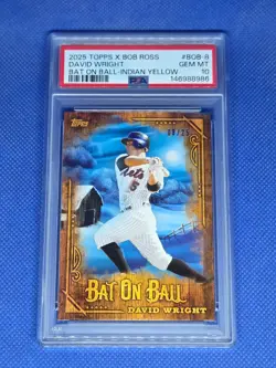 2025 Topps x Bob Ross DAVID WRIGHT PSA 10 Indian Yellow card NEW YORK METS #/25 - Image 1