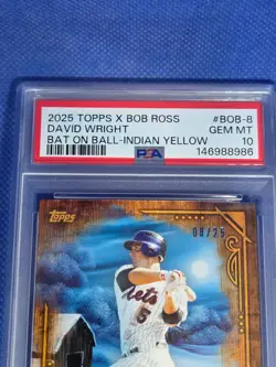2025 Topps x Bob Ross DAVID WRIGHT PSA 10 Indian Yellow card NEW YORK METS #/25 - Image 2