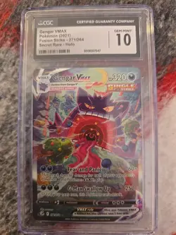 2021 POKEMON SWORD & SHIELD FUSION STRIKE FULL ART/GENGAR VMAX CGC 10 GEM MINT - Image 1