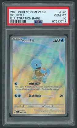 2023 Pokemon Mew En 151 Squirtle 170/165 Illustration Rare PSA 10 Gem Mint - Image 1