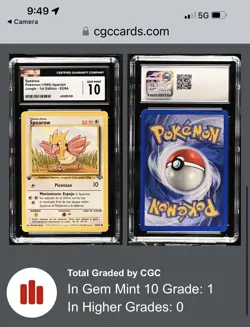CGC 10 GEM MINT Spanish Jungle 1st Edition Spearow 1999 Pokemon Card 62/64 Pop 1 - Image 2