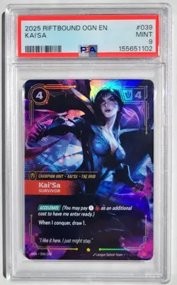 Riftbound OGN Kai'Sa Survivor PSA 9 MINT Epic Origins English Foil Card #039 - Image 1