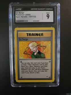 2000 POKEMON GYM HEROES LT SURGE #101 CGC 9 MINT -FRESHLY GRADED-RARE-NICE! - Image 1
