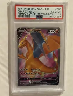 Pokemon TCG Charizard v SWSH050 Champions Path ETB Promo Card PSA 10 - Image 1