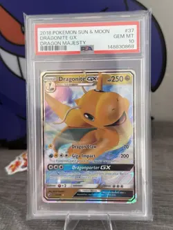 Dragonite GX 37/70 Holo Rare Pokemon 2018 Dragon Majesty PSA 10 MINT - Image 1