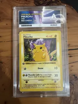 1999 Base 1st Edition Pikachu red cheeks ACE graded Authentic - Image 1