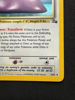 Ditto 3/62 Fossil Holo Rare Vintage WOTC Pokemon TCG Cards 1999 LP+ - Image 5