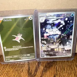 Vanilluxe Illustration Rare SV White Flare Card And Slakoth Illustration Rare SV - Image 1