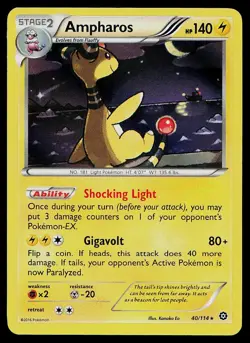 Pokemon Card Steam Siege Ampharos 40/114 Holo Rare - Image 1