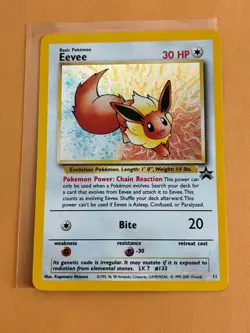 Eevee 11 Holo Promo Black Star Pokemon Card with Swirl Excellent Condition (5) - Image 1
