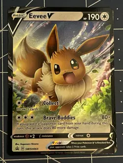 Eevee V SWSH065 SWSH: Sword & Shield Promo Cards Holo NM - Image 1