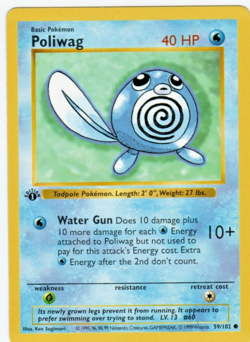 Pokemon Card - Poliwag 1st Edition Base Set Shadowless 59/102 - Image 1