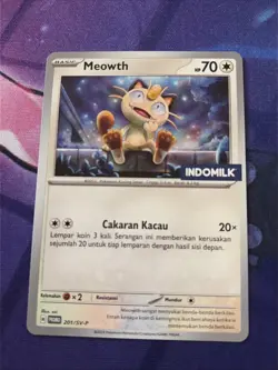 Pokemon 2024 Scarlet & Violet Indomilk Meowth Indonesia Promo Card 201/SV-P - Image 1
