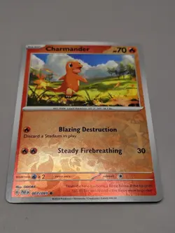 Charmander Common SV: Paldean Fates 007/091 NM Pokemon Card Reverse Holo - Image 1