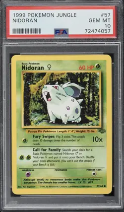 PSA 10 GEM MINT - 1999 Pokemon Jungle Nidoran #57 - Image 1