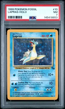 1999 POKEMON FOSSIL #10/62 LAPRAS HOLO PSA 7 - Image 1