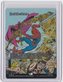 FEED THE SWARM MTG Spider-man (Borderless) [FOIL] Mythic Sorcery Card - Image 1