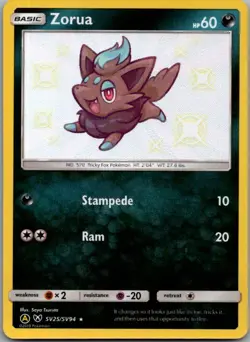 Zorua SV25/SV94 Shiny Rare Hidden Fates Shiny Vault Pokemon Holo Near Mint - Image 2
