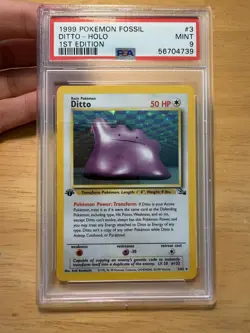 Pokemon 1999 Fossil Ditto 3/62 Holo Rare 1st Edition PSA 9 Pokemon TCG - Image 1