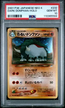 2001 POKEMON JAPANESE NEO 4 #232 DARK DONPHAN-HOLO PSA 10 - Image 1