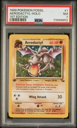 Aerodactyl Holofoil 1999 Pokemon Fossil 1st Edition #1 PSA 7 NM - Image 1