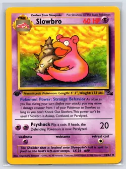 Slowbro 43/62 Uncommon Fossil Pokemon 1st Edition Lightly Played - Image 1