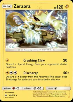 Zeraora 60/214 Rare Unbroken Bonds Pokemon NM - Image 1