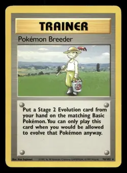 Pokemon Breeder 76/102 Base Set Unlimited HP/DMG Pokemon - Image 1