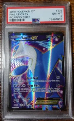 Latios EX 101/108 PSA 8 Roaring Skies XY Full Art 2015 Pokemon Card Graded - Image 1