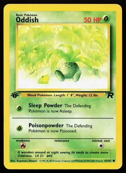 Oddish 63/82 1st Edition Common Team Rocket Pokemon Card - Image 1