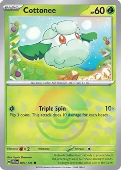 Cottonee (Poke Ball Pattern) 007/131 Holo Common Prismatic Evolutions Holo NM - Image 1