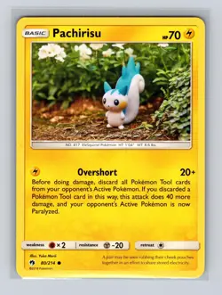 Pachirisu 80/214 Common Lost Thunder Pokemon Near Mint Cute Clay Art NM - Image 1