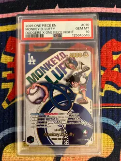 Monkey D. Luffy PSA 10 English One Piece Card EB02-010 2025 Dodgers Promo - Image 1