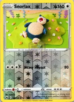 Pokemon Snorlax 109/159 Crown Zenith Rare Reverse Holo NM - Image 1