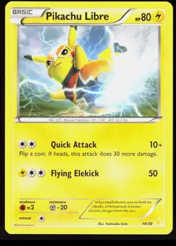 XY Trainer Kit: Pikachu Libre & Suicune Pikachu Libre 4/30 Common Pokemon LP - Image 1