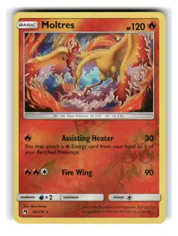 Moltres 38/214 Rare Lost Thunder Pokemon Reverse Holo Lightly Played - Image 1
