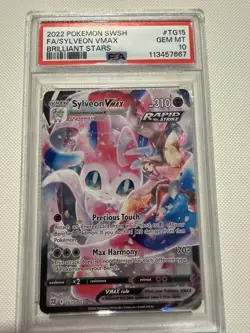 2022 POKEMON SWORD & SHIELD BRILLIANT STARS #TG15 FULL ART/SYLVEON VMAX PSA 10 - Image 1