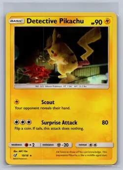 Detective Pikachu 10/18 Rare Detective Pikachu Pokemon Near Mint - Image 1