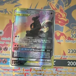 Pokemon Marshadow & Machamp GX TAG TEAM GX Holo Promo SM168 270 HP SM-Team Up - Image 1