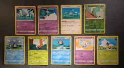 Pokemon Cards - 9 Asako Ito Illus. Cards 1 Reverse Holo, 8 Common - sun moon - Image 1