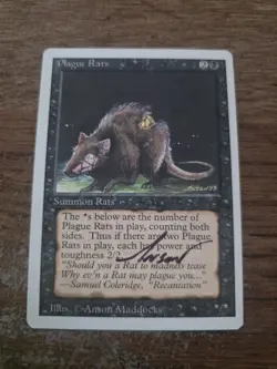 Plague Rats SIGNED Revised Ed Anson Maddocks Magic The Gathering - Image 1