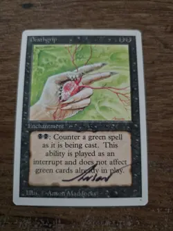 Deathgrip SIGNED Revised Ed Anson Maddocks Magic The Gathering - Image 1
