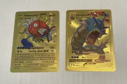 Magikarp & Wailord GX TAG TEAM, Gyrados V max Pokemon Gold Foil Fan Art Card - Image 1