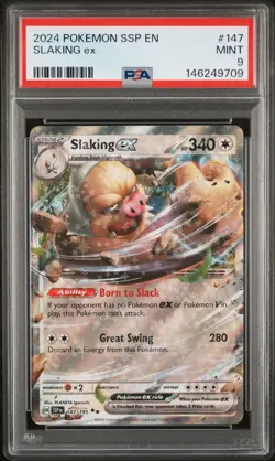 2024 POKEMON SSP EN-SURGING SPARKS #147 SLAKING EX PSA 9 - Image 1