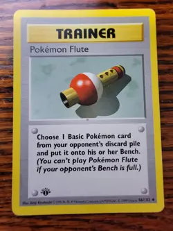 MP Pokemon Cards: Base Set 1st Edition Uncommon: Pokemon Flute 86/102 Trainer - Image 1