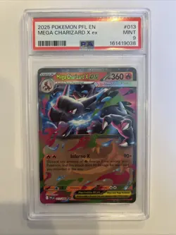 2025 POKEMON PFL EN-PHANTASMAL FLAMES 013 - MEGA CHARIZARD X EX 013/094 - PSA 9 - Image 1
