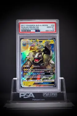 2017 Pokemon SM Crimson Invasion ALN Golem GX 34 PSA 10 - Image 1